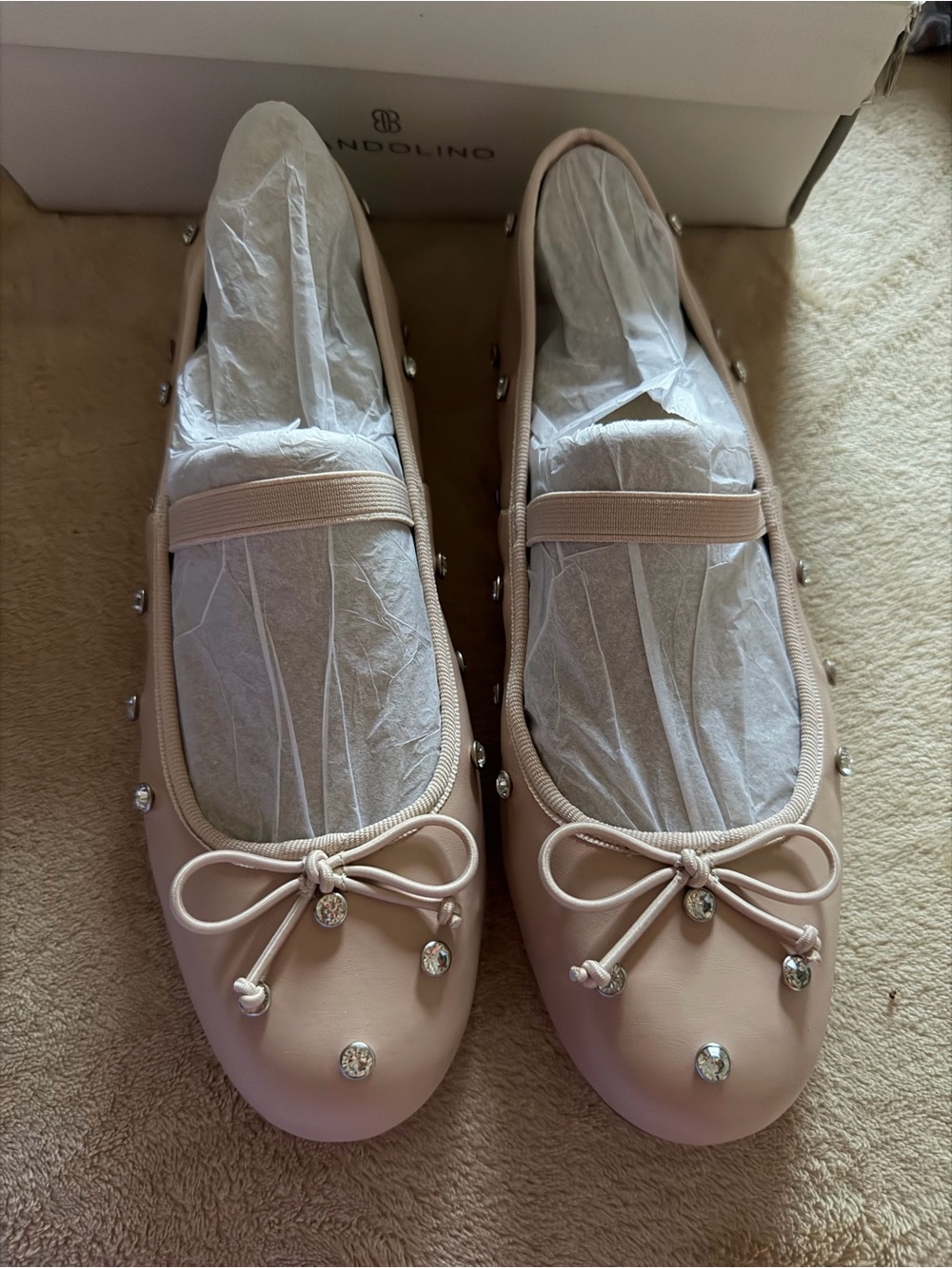 Bandolino Nude/Pale Pink Embellished Ballet Flats Women’s size 10